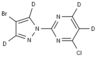 2-(4-bromo-1H-pyrazol-1-yl-3,5-d2)-4-chloropyrimidine-5,6-d2 Struktur