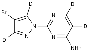 2-(4-bromo-1H-pyrazol-1-yl-3,5-d2)pyrimidin-5,6-d2-4-amine Struktur