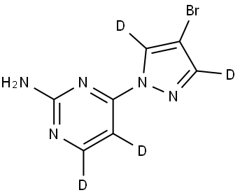 4-(4-bromo-1H-pyrazol-1-yl-3,5-d2)pyrimidin-5,6-d2-2-amine Struktur