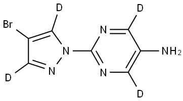 2-(4-bromo-1H-pyrazol-1-yl-3,5-d2)pyrimidin-4,6-d2-5-amine Struktur