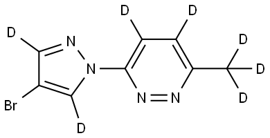 3-(4-bromo-1H-pyrazol-1-yl-3,5-d2)-6-(methyl-d3)pyridazine-4,5-d2 Struktur