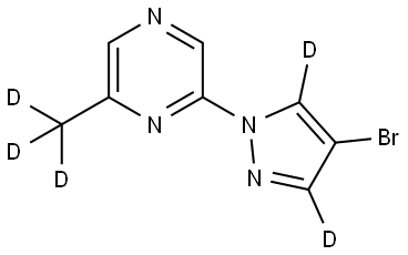 2-(4-bromo-1H-pyrazol-1-yl-3,5-d2)-6-(methyl-d3)pyrazine Struktur