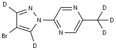 2-(4-bromo-1H-pyrazol-1-yl-3,5-d2)-5-(methyl-d3)pyrazine Struktur