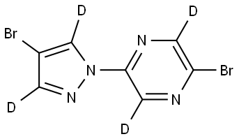 2-bromo-5-(4-bromo-1H-pyrazol-1-yl-3,5-d2)pyrazine-3,6-d2 Struktur