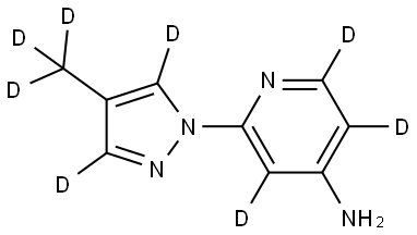 2-(4-(methyl-d3)-1H-pyrazol-1-yl-3,5-d2)pyridin-3,5,6-d3-4-amine Struktur