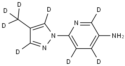 6-(4-(methyl-d3)-1H-pyrazol-1-yl-3,5-d2)pyridin-2,4,5-d3-3-amine Struktur