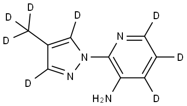 2-(4-(methyl-d3)-1H-pyrazol-1-yl-3,5-d2)pyridin-4,5,6-d3-3-amine Struktur