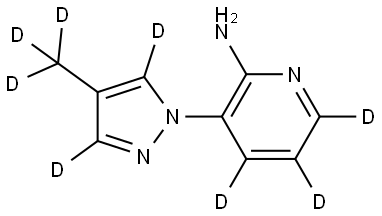 3-(4-(methyl-d3)-1H-pyrazol-1-yl-3,5-d2)pyridin-4,5,6-d3-2-amine Struktur