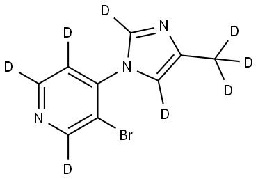 3-bromo-4-(4-(methyl-d3)-1H-imidazol-1-yl-2,5-d2)pyridine-2,5,6-d3 Struktur