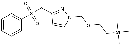 3-((phenylsulfonyl)methyl)-1-((2-(trimethylsilyl)ethoxy)methyl)-1H-pyrazole Struktur