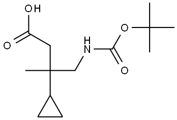 4-((tert-butoxycarbonyl)amino)-3-cyclopropyl-3-methylbutanoic acid Struktur