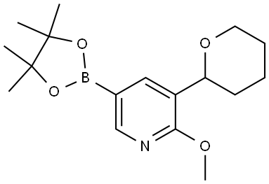 2-methoxy-3-(tetrahydro-2H-pyran-2-yl)-5-(4,4,5,5-tetramethyl-1,3,2-dioxaborolan-2-yl)pyridine Struktur