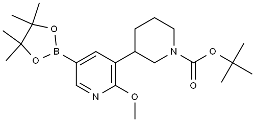 tert-butyl 3-(2-methoxy-5-(4,4,5,5-tetramethyl-1,3,2-dioxaborolan-2-yl)pyridin-3-yl)piperidine-1-carboxylate Struktur