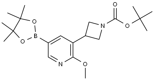 tert-butyl 3-(2-methoxy-5-(4,4,5,5-tetramethyl-1,3,2-dioxaborolan-2-yl)pyridin-3-yl)azetidine-1-carboxylate Struktur