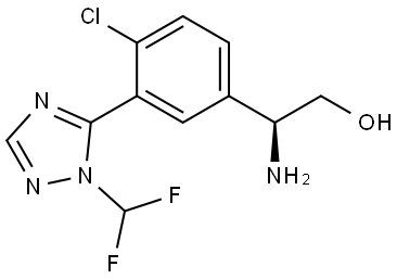 (S)-2-amino-2-(4-chloro-3-(1-(difluoromethyl)-1H-1,2,4-triazol-5-yl)phenyl)ethan-1-ol Struktur