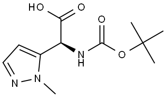 (S)-2-((tert-butoxycarbonyl)amino)-2-(1-methyl-1H-pyrazol-5-yl)acetic acid Struktur