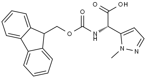 (S)-2-((((9H-fluoren-9-yl)methoxy)carbonyl)amino)-2-(1-methyl-1H-pyrazol-5-yl)acetic acid Struktur