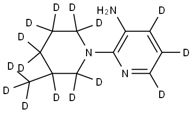 2-(3-(methyl-d3)piperidin-1-yl-2,2,3,4,4,5,5,6,6-d9)pyridin-4,5,6-d3-3-amine Struktur