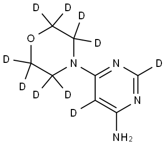 6-(morpholino-d8)pyrimidin-2,5-d2-4-amine Struktur