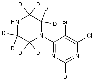 5-bromo-4-chloro-6-(piperazin-1-yl-2,2,3,3,5,5,6,6-d8)pyrimidine-2-d Struktur