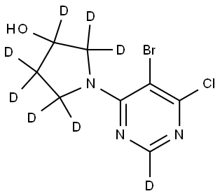 1-(5-bromo-6-chloropyrimidin-4-yl-2-d)pyrrolidin-2,2,3,4,4,5,5-d7-3-ol Struktur