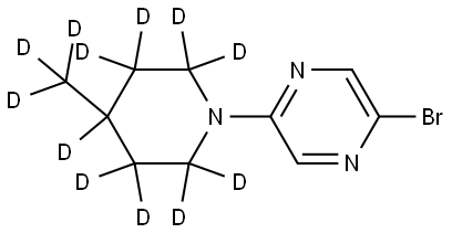 2-bromo-5-(4-(methyl-d3)piperidin-1-yl-2,2,3,3,4,5,5,6,6-d9)pyrazine Struktur