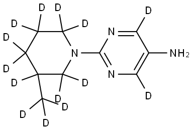 2-(3-(methyl-d3)piperidin-1-yl-2,2,3,4,4,5,5,6,6-d9)pyrimidin-4,6-d2-5-amine Struktur