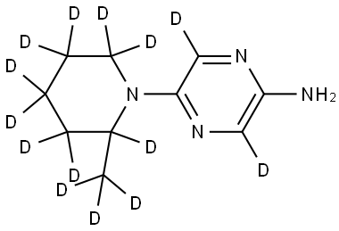 5-(2-(methyl-d3)piperidin-1-yl-2,3,3,4,4,5,5,6,6-d9)pyrazin-3,6-d2-2-amine Struktur