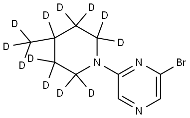 2-bromo-6-(4-(methyl-d3)piperidin-1-yl-2,2,3,3,4,5,5,6,6-d9)pyrazine Struktur