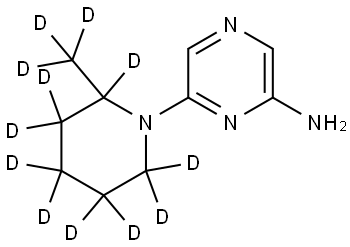 6-(2-(methyl-d3)piperidin-1-yl-2,3,3,4,4,5,5,6,6-d9)pyrazin-2-amine Struktur