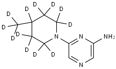 6-(4-(methyl-d3)piperidin-1-yl-2,2,3,3,4,5,5,6,6-d9)pyrazin-2-amine Struktur