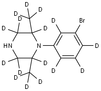 1-(3-bromophenyl-2,4,5,6-d4)-2,6-bis(methyl-d3)piperazine-2,3,3,5,5,6-d6 Struktur