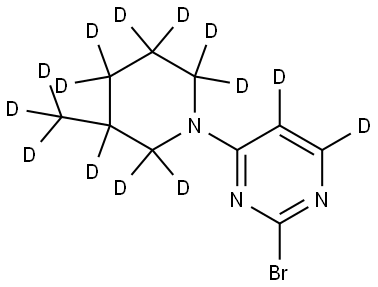 2-bromo-4-(3-(methyl-d3)piperidin-1-yl-2,2,3,4,4,5,5,6,6-d9)pyrimidine-5,6-d2 Struktur