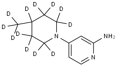 4-(4-(methyl-d3)piperidin-1-yl-2,2,3,3,4,5,5,6,6-d9)pyridin-2-amine Struktur