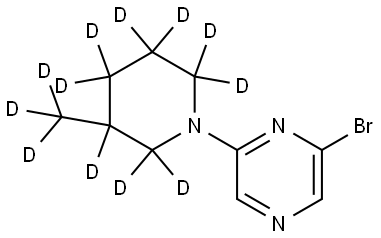 2-bromo-6-(3-(methyl-d3)piperidin-1-yl-2,2,3,4,4,5,5,6,6-d9)pyrazine Struktur