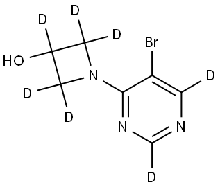 1-(5-bromopyrimidin-4-yl-2,6-d2)azetidin-2,2,3,4,4-d5-3-ol Struktur