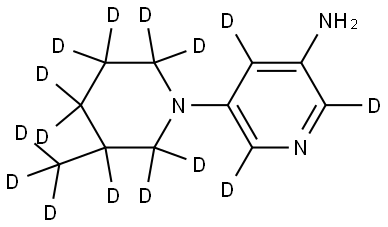 5-(3-(methyl-d3)piperidin-1-yl-2,2,3,4,4,5,5,6,6-d9)pyridin-2,4,6-d3-3-amine Struktur