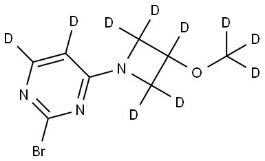 2-bromo-4-(3-(methoxy-d3)azetidin-1-yl-2,2,3,4,4-d5)pyrimidine-5,6-d2 Struktur