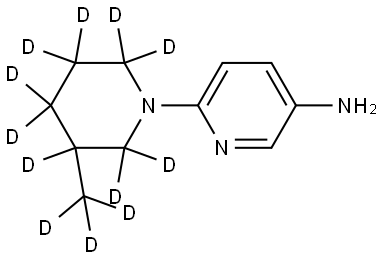 6-(3-(methyl-d3)piperidin-1-yl-2,2,3,4,4,5,5,6,6-d9)pyridin-3-amine Struktur