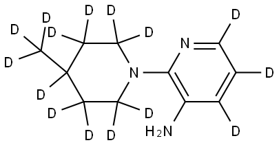 2-(4-(methyl-d3)piperidin-1-yl-2,2,3,3,4,5,5,6,6-d9)pyridin-4,5,6-d3-3-amine Struktur