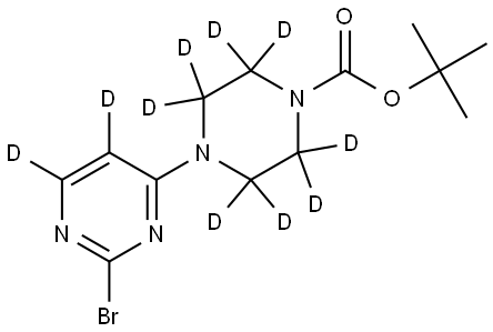 tert-butyl 4-(2-bromopyrimidin-4-yl-5,6-d2)piperazine-1-carboxylate-2,2,3,3,5,5,6,6-d8 Struktur