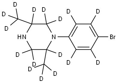 1-(4-bromophenyl-2,3,5,6-d4)-2,5-bis(methyl-d3)piperazine-2,3,3,5,6,6-d6 Struktur