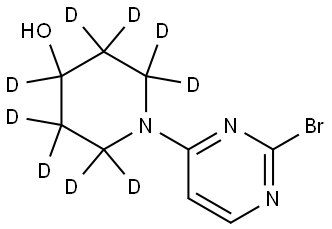 1-(2-bromopyrimidin-4-yl)piperidin-2,2,3,3,4,5,5,6,6-d9-4-ol Struktur