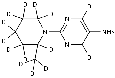 2-(2-(methyl-d3)piperidin-1-yl-2,3,3,4,4,5,5,6,6-d9)pyrimidin-4,6-d2-5-amine Struktur