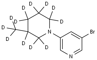 3-bromo-5-(3-(methyl-d3)piperidin-1-yl-2,2,3,4,4,5,5,6,6-d9)pyridine Struktur