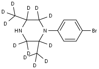 1-(4-bromophenyl)-2,5-bis(methyl-d3)piperazine-2,3,3,5,6,6-d6 Struktur