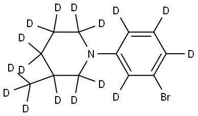 1-(3-bromophenyl-2,4,5,6-d4)-3-(methyl-d3)piperidine-2,2,3,4,4,5,5,6,6-d9 Struktur