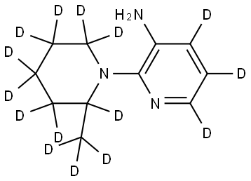 2-(2-(methyl-d3)piperidin-1-yl-2,3,3,4,4,5,5,6,6-d9)pyridin-4,5,6-d3-3-amine Struktur