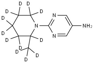 2-(2-(methyl-d3)piperidin-1-yl-2,3,3,4,4,5,5,6,6-d9)pyrimidin-5-amine Struktur