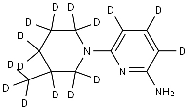 6-(3-(methyl-d3)piperidin-1-yl-2,2,3,4,4,5,5,6,6-d9)pyridin-3,4,5-d3-2-amine Struktur